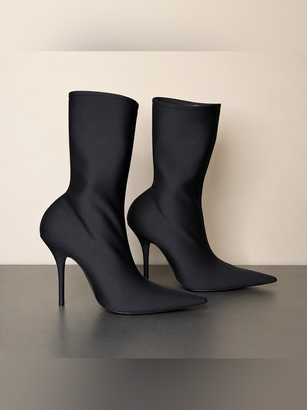 Balenciaga Knife Ankle Heeled Boots Pointed Toe Black Womens Size 41 US Size 11